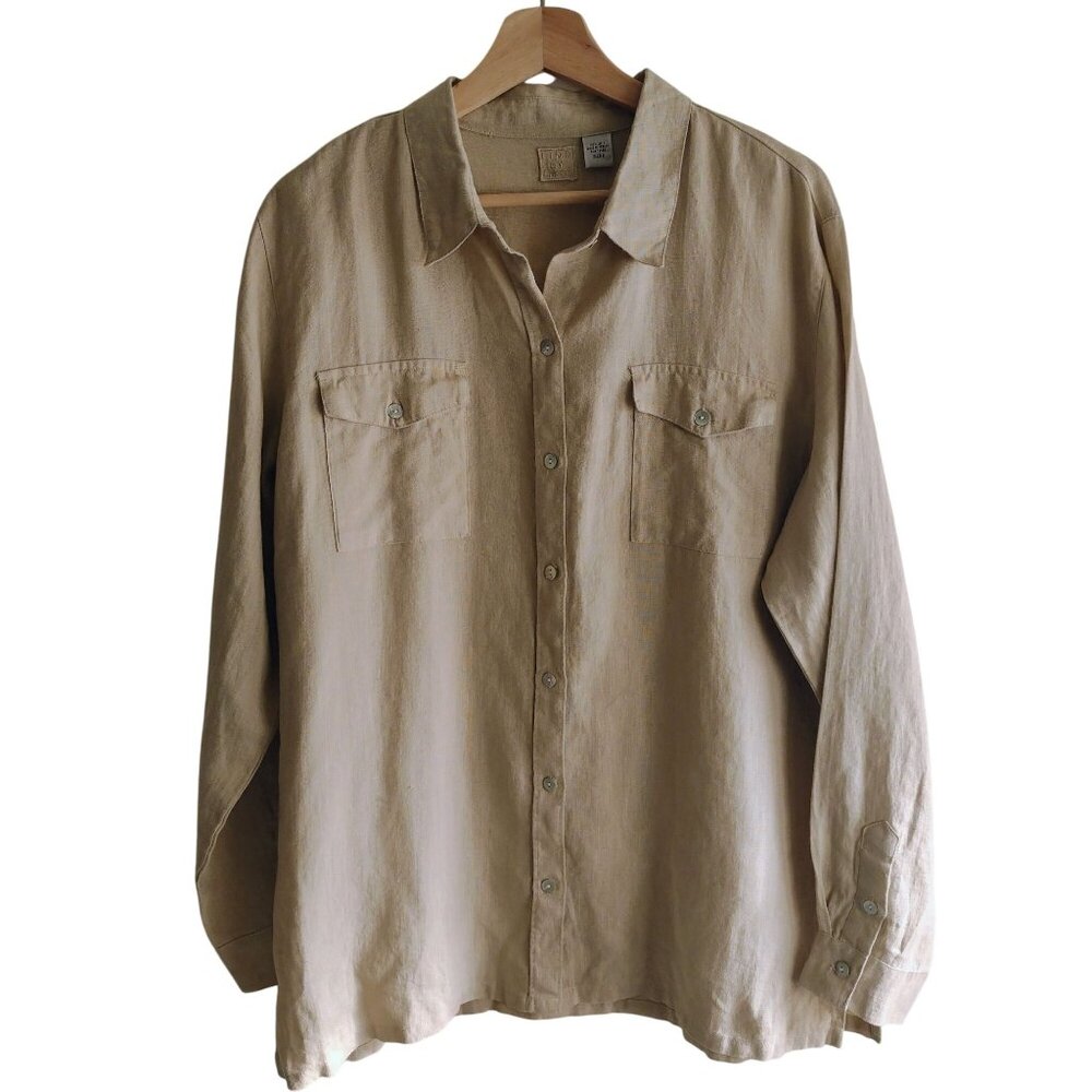 Chico's Tan Button-Up Shirt